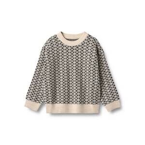 NEW WHEAT kid's elias jacquard sweater in beige/charcoal